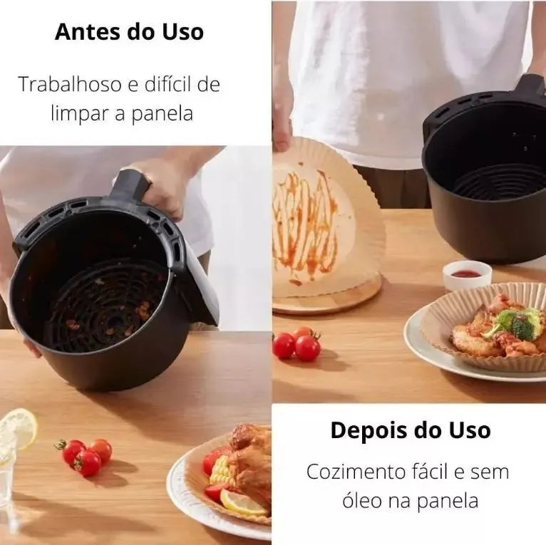 Kit 50 Lining Disposable Paper Special For Air Fryer Kitchen Fryer Gourmet Food-Fast Delivery to Brazil