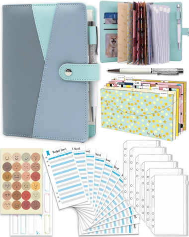 Budget Binder with Zipper Envelopes, Cash Envelopes with Budget Sheets, PVC Pockets, Cash Envelopes, Stickers &amp; Pen