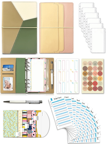 Budget Binder with Zipper Envelopes, Cash Envelopes with Budget Sheets, PVC Pockets, Cash Envelopes, Stickers &amp; Pen