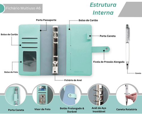 Budget Binder with Zipper Envelopes, Cash Envelopes with Budget Sheets, PVC Pockets, Cash Envelopes, Stickers &amp; Pen