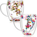 Caneca de vidro com flores