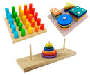 Kit 3 Brinquedos Educativo Infantil em Madeira e EVA Pedagógico Lúdico